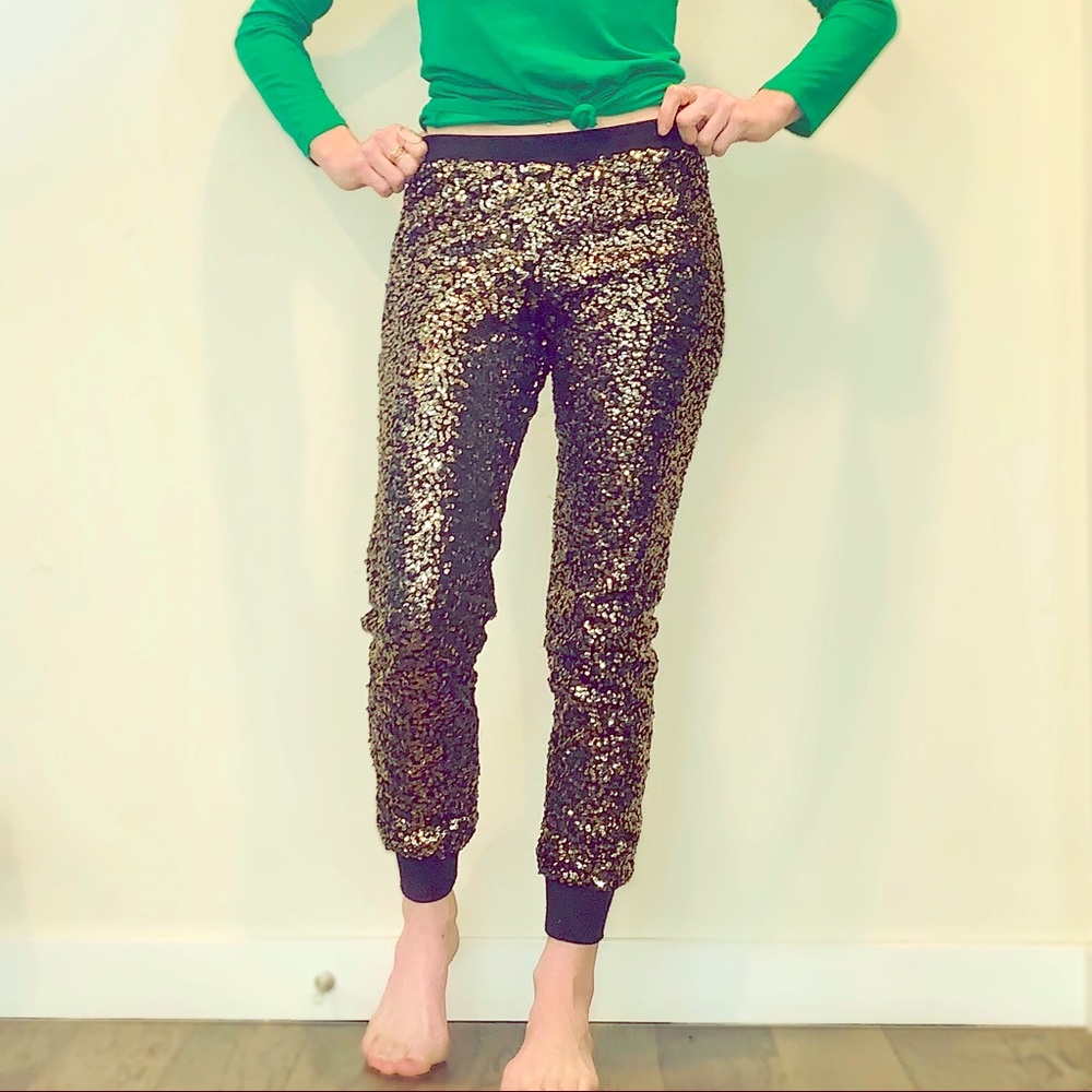 WAYF XS sequin track pants (joggers)